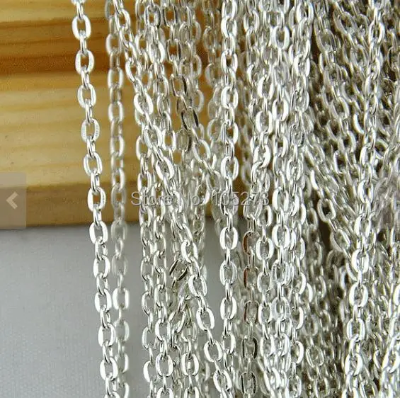 

16ft 5 Meters Silver Plated Flat Oval Cable Link Chain Jewelry Findings 2x3mm - Top Quality Fashion Jewelry Findings