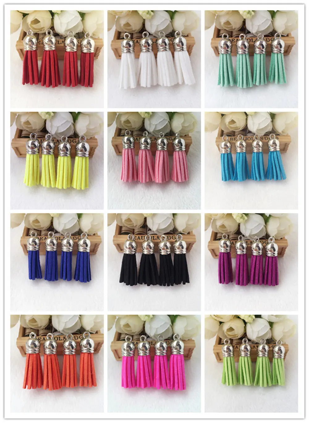 

10pcs / lot 38mm retro tassels fiber suede tassel tassel key mobile harness jewelry pendant charm DIY accessories