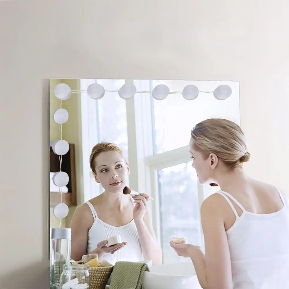 

AKDSteel USB 5V Simple Modern Mirror Light 10LED Touch Colorful Mirror Light USB Chargeable Light for Makeup