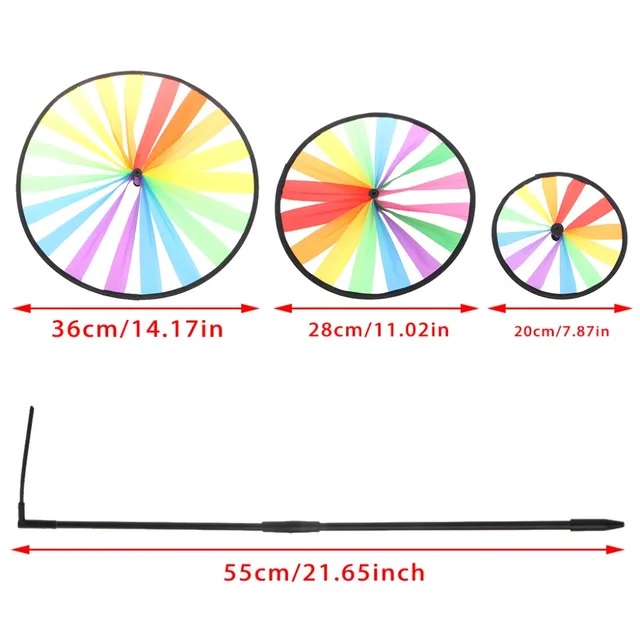 New Colorful Rainbow Triple Wheel Wind Spinner Windmill Garden Yard Outdoor Decor Kids Toys 5