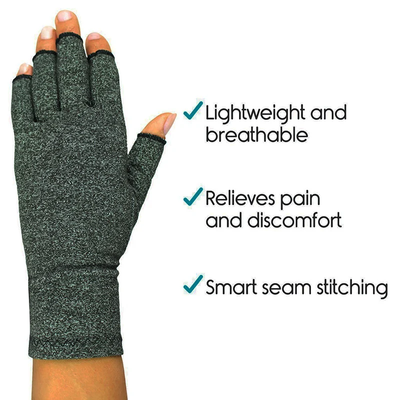 

1pair Women Men Cotton Elastic Therapy Open Finger Compression Gloves Hand Arthritis Joint Pain Relief Gloves