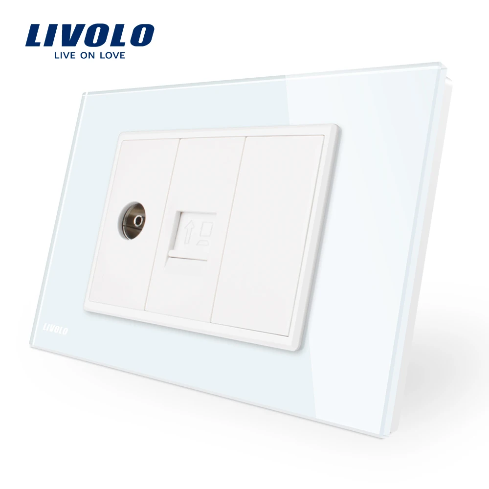 Livolo Новое поступление ТВ Розетка с компьютерным разъемом RJ45 белый жемчуг