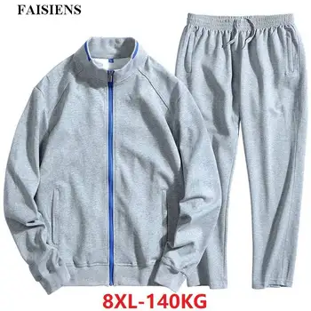 

Plus Large Size Winter Men Sweatshirts Suit Sportwear Zipper Big 5XL 6XL Casual 8XL Black 48 Outwear Simple Patchwork Sweatshirt