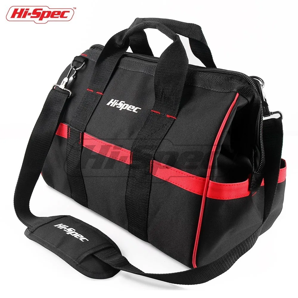 Hi-Spec 16 inch Adjustable Tool Bag Waterproof Travel Bags Large Capacity Tool Bags Wide Mouth Thick Base Strap Storage Bags