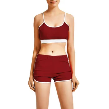 

Fitness Sporting Speed Dry Women Set Sling Bra + Elastic Waist Shorts Summer Comfort Breathable Hit Color Set Sexy Seven Colors