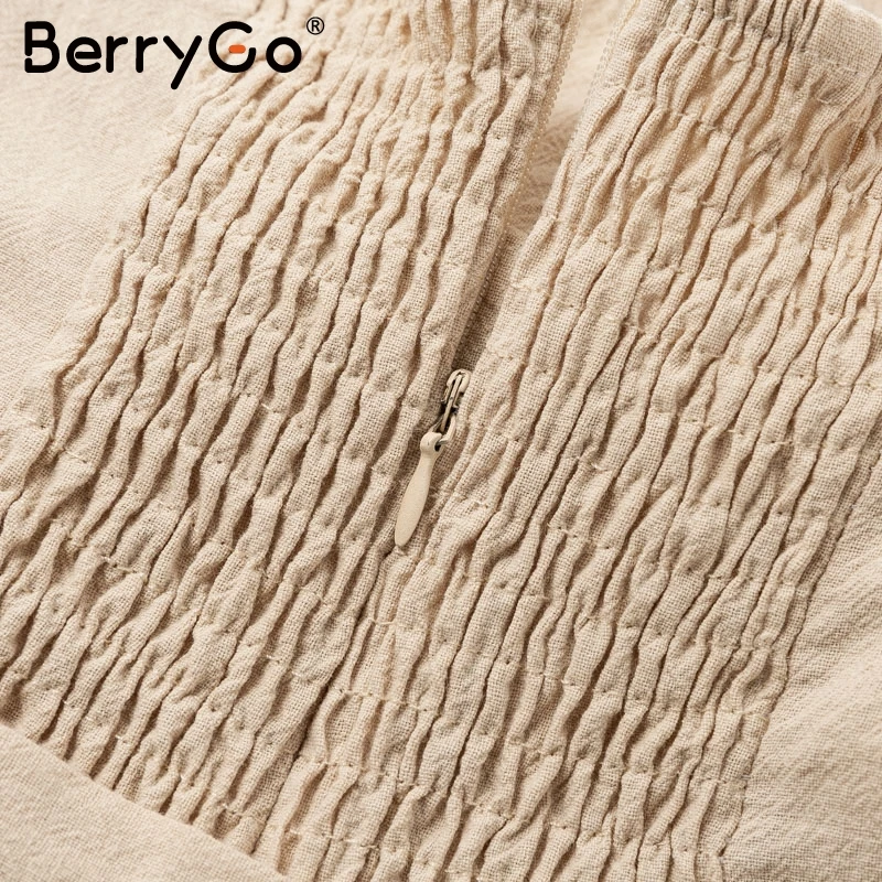 BerryGo с открытыми плечами летнее платье со складками для женщин Элегантный пояс