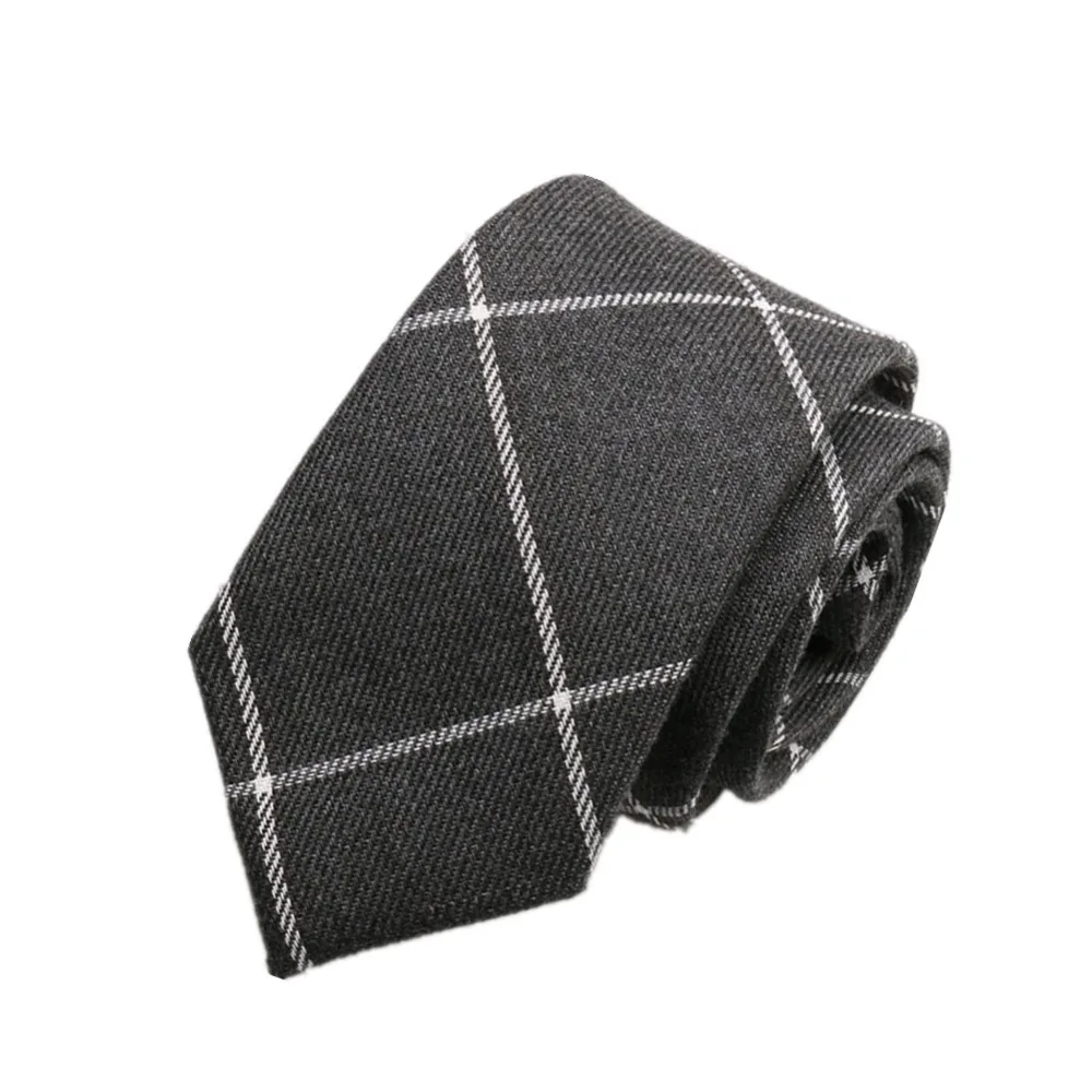 HOOYI полосатый тонкий галстук для мужчин Шерсть модный галстук в клетку зимний подарок галстук 6 см