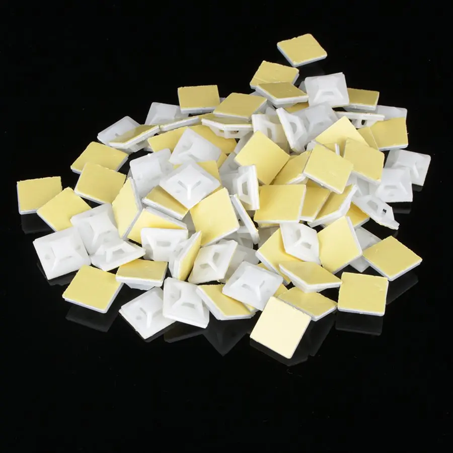 Buy 100 Pcs/ Pack Nylon Cable Zip Tie Mounts 20*20mm Self Adhesive Wall Holder