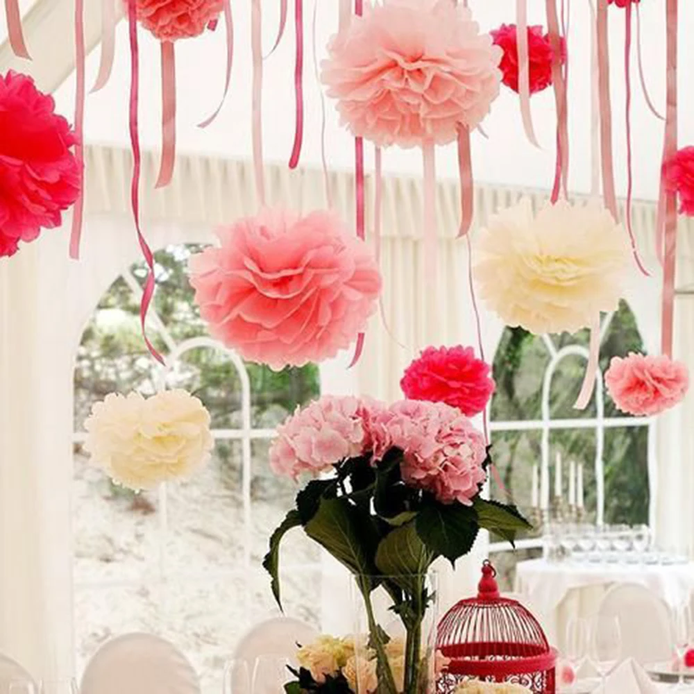 5pcs 20cm Decorative Tissue Paper Pom Poms Flower ...
