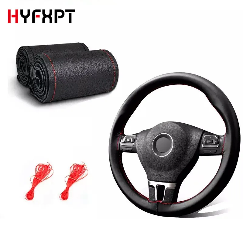Крышка рулевого колеса автомобиля 38 см кожа с иглой и резьбой DIY оплетка на руль