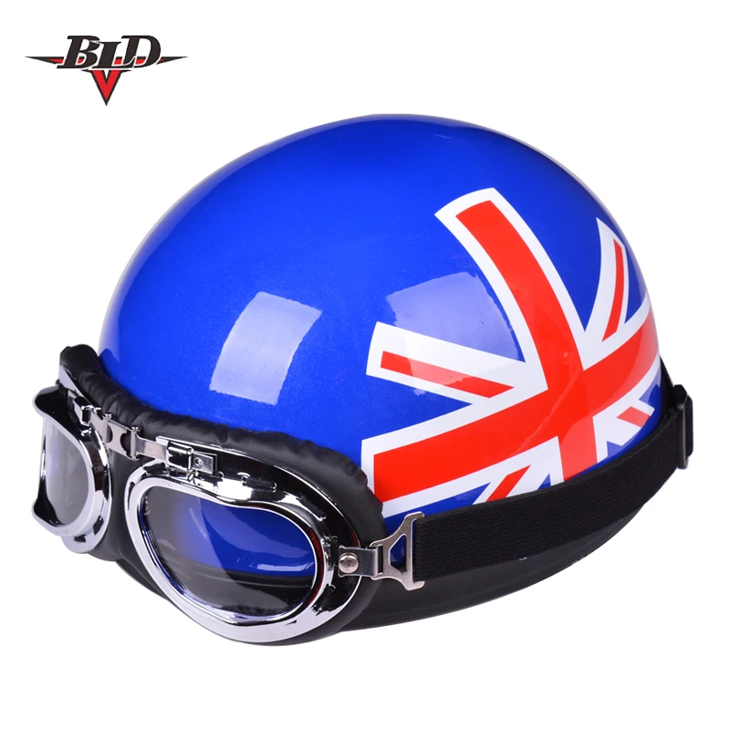 

Fashion Bicycle Motorbike Helmet Half Face With Visor Goggles Women Men Protective Motorcycle Helmet Drop Shipping
