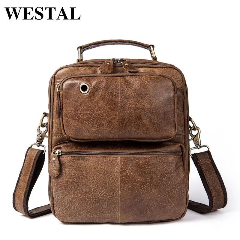 WESTAL натуральная кожа мужские сумки через плечо для наушников Винтаж 8951|handbag