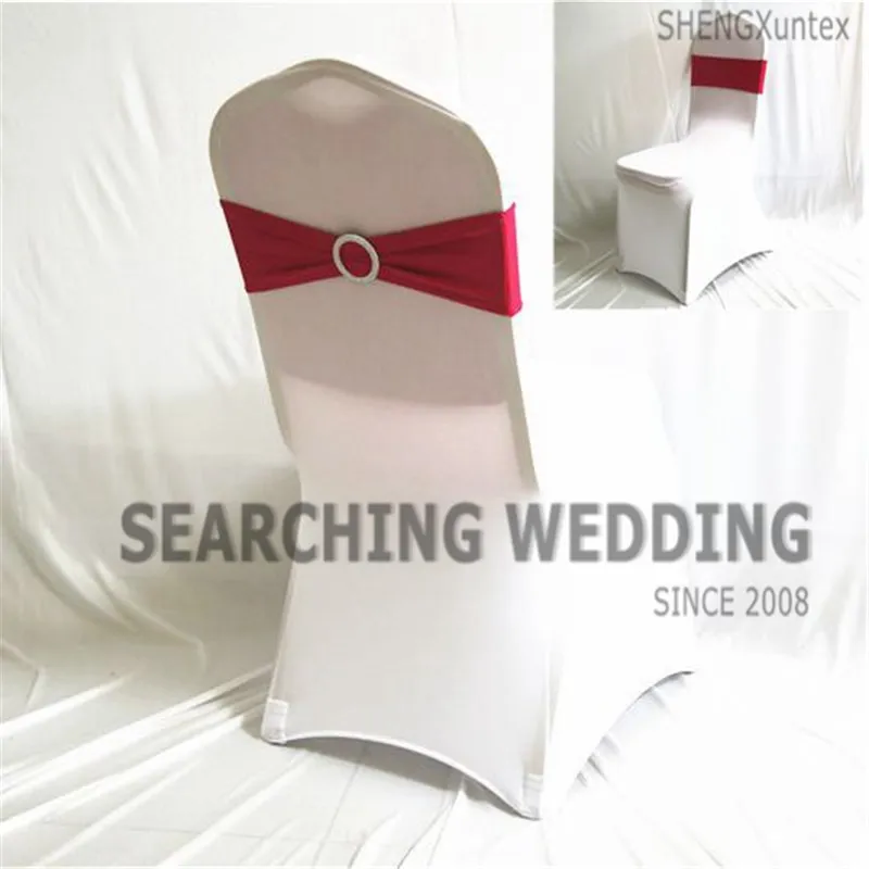 Белая лайкра спандекс стул крышка+ лайкра лента с пряжкой для украшения свадьбы - Цвет: fuchisia