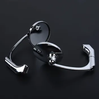 

2 Pcs Chrome Round Bar End Rearview Side Mirror Adjustable Aluminum Rod + White Glass Easy install For Cafe Racer Parts