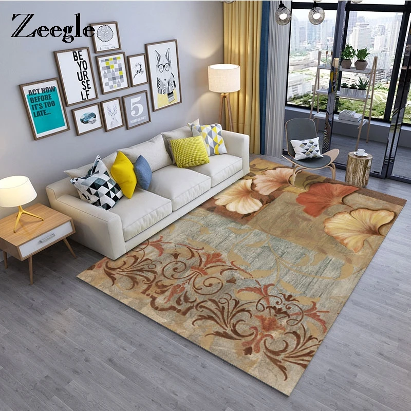 

Zeegle Leaf Pattern Carpet For Living Room Non-slip Floor Mat Sofa Table Area Rug Children Bedroom Carpet Absorbent Kitchen Mat