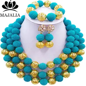 

Majalia Fashion Nigeria Wedding African Beads Jewelry Set Blue Crystal Necklace Bridal Jewelry Sets Free shipping 3BU017