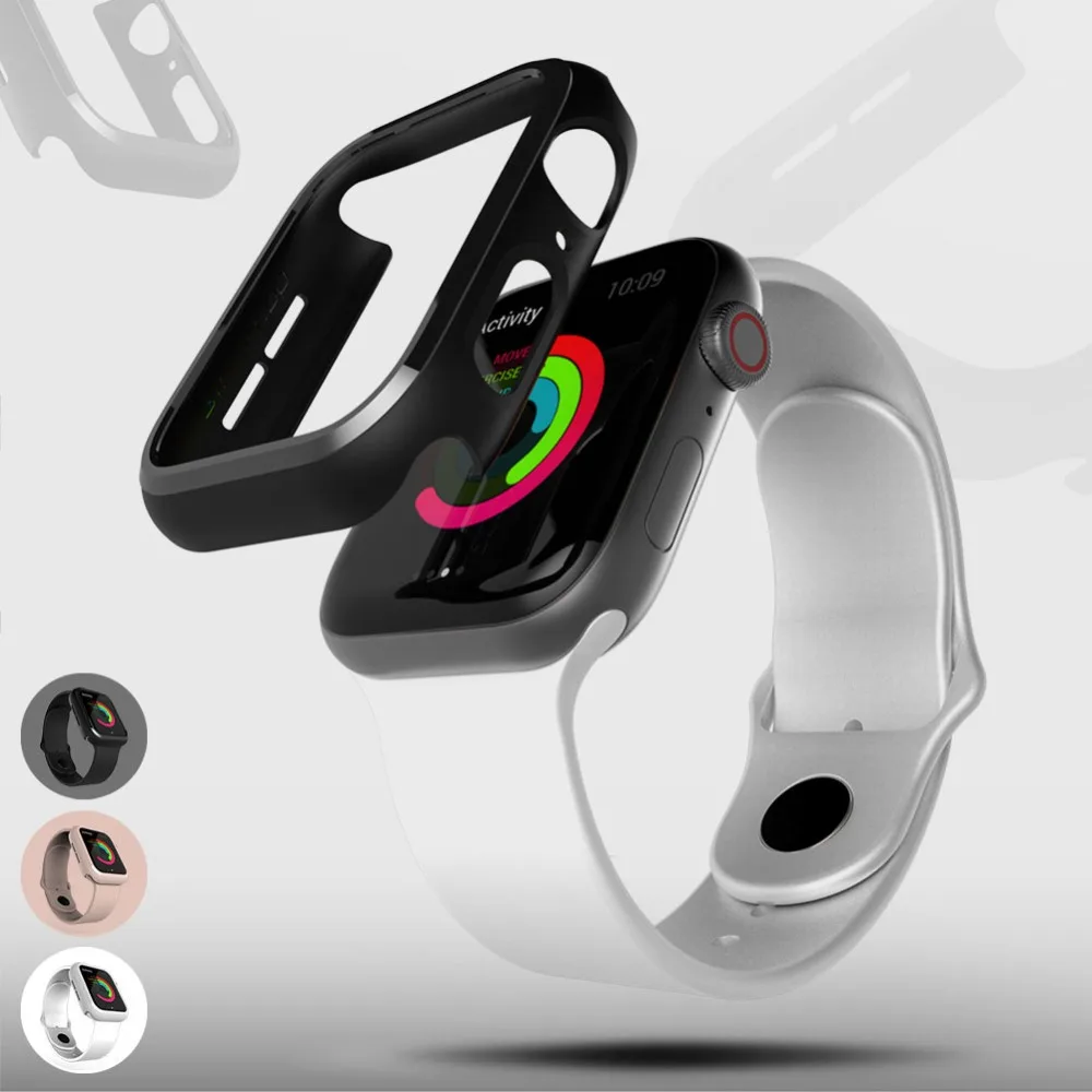 Бампер для apple watch series 1 2 3 4 5 PC чехол тонкий iWatch тонкая защитная пластиковая черная