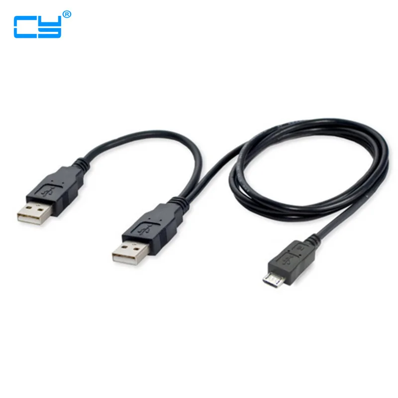 

Кабель USB 2,0 с двумя штекерами на Micro USB, 5 штырьков, Y-образный для жесткого диска, 80 см