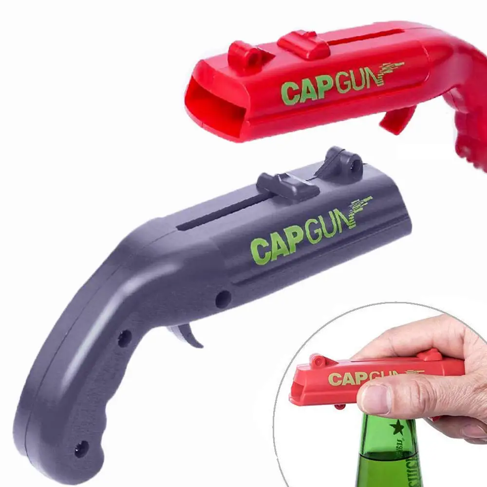 

Portable Can Openers Spring Cap Catapult Launcher Gun Shape Bar Tool Drink Opening Shooter Beer Bottle Opener Kitchen Tools