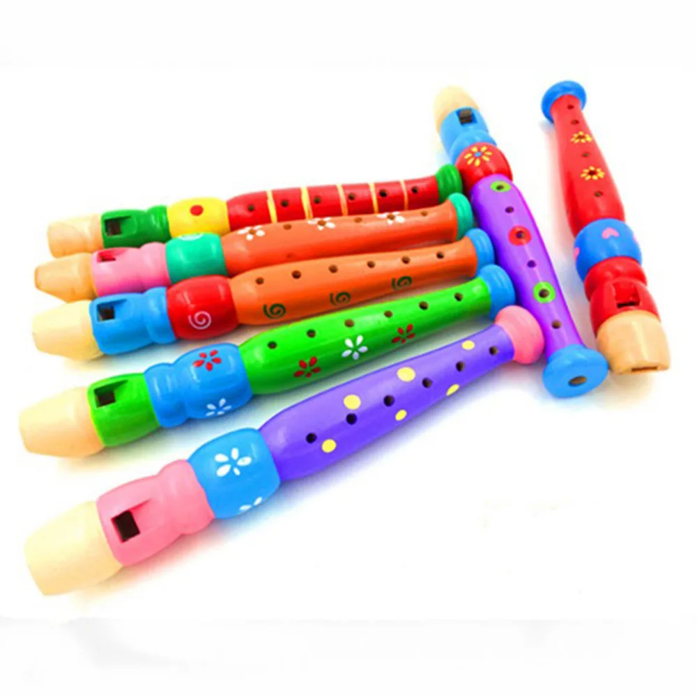 Wooden Plastic Piccolo Flute Musical Instrument Early Education Kid Children Toy 