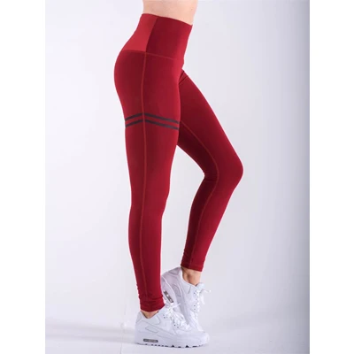 Штаны для йоги с высокой талией, леггинсы, спортивные Леггинсы, быстросохнущие тренировочные брюки, Леггинсы для йоги, занятий спортом, фитнесом - Цвет: Красный