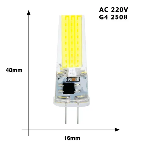 Bombillas светодиодный светильник G9 G4 E14 220 в 3 Вт 6 Вт 9 Вт с регулируемой яркостью светодиодный светильник G4 AC DC 12 В COB заменить галогенные лампы - Испускаемый цвет: G4 COB 220V