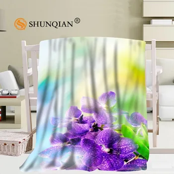 

Custom Orchid Pattern Travel Blanket Home TV Casual Relax for Family Soft Fluffy Warm Blanket