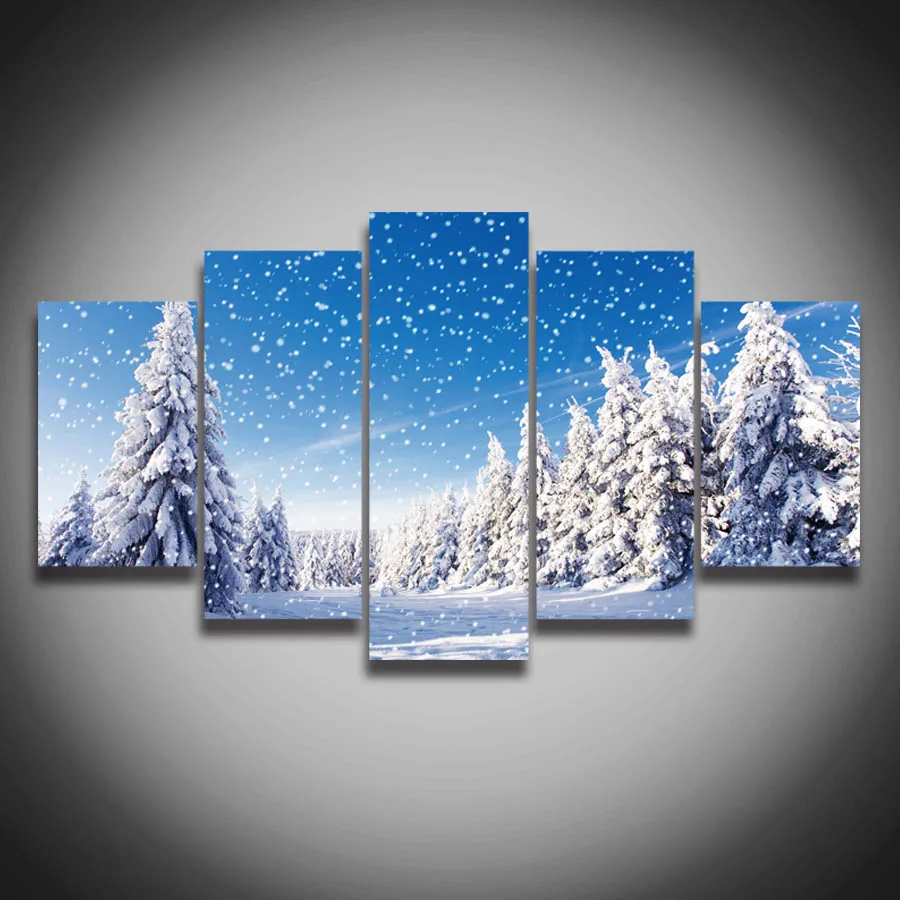 Framed high quality ! Printed winter snow painting on canvas for wall