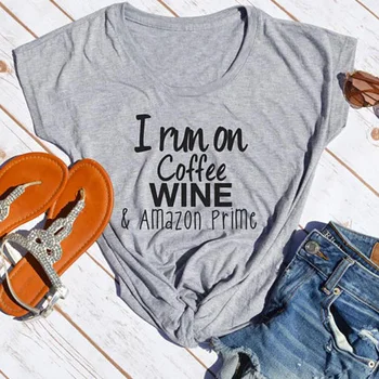 

Hipster Summer O-Neck Short Sleeve Tee I On Coffe Wine Prime T-Shirt Girl Cute Gray Clothing Tops Aesthetic Graphic t shirts