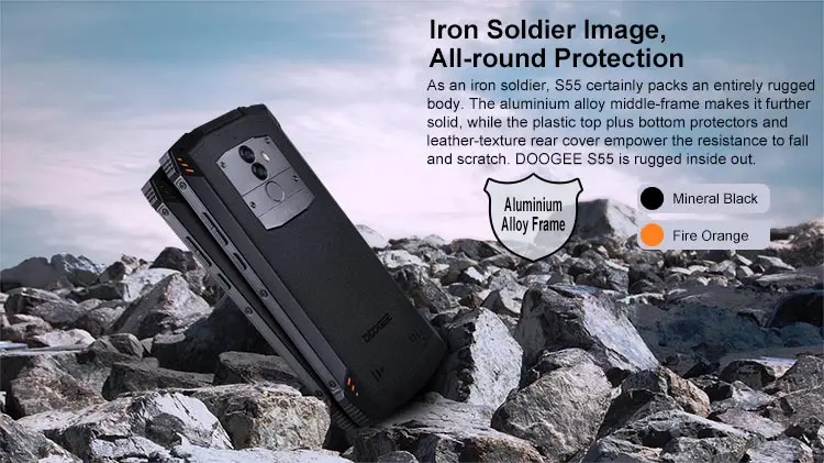 DOOGEE S55 6GB RAM 64GB ROM MTK6750T 1.5GHz Octa Core 5.5 Inch IPS Corning Gorilla Glass 3 Screen IP68 Waterproof Dual Camera Android 8.0 4G LTE Smartphone