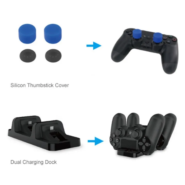Headband Game Disc Storage Dual Charging Dock Charging Cable Thumbstick Headphone For Sony Playstation 4 / PS4 Slim / Pro