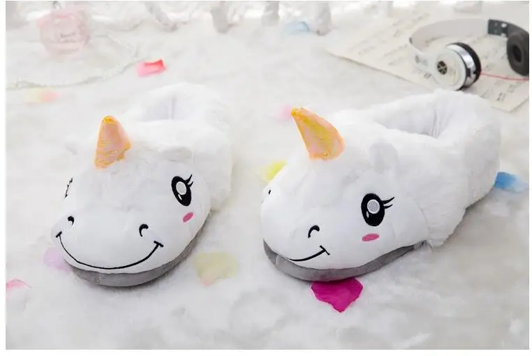 Костюм единорога для взрослых домашние тапочки женские Unicornio Pantufa Милая обувь унисекс с мультяшным мехом для дома Chausson Licorne Chinelo Размер 36-4