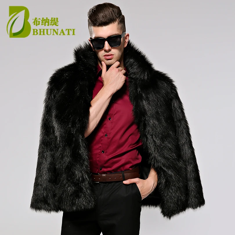 

Winter Men Coat plus size Faux Fur Coat Thick Long Sleeve White Fur Overcoat Fashion Talior Made Fur Outerwear jacket