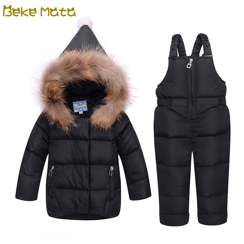 

BEKE MATA Baby Down Jackets Set Winter 2018 Toddler Girl Clothing Sets Coat+Pant Hooded Warm Kids Coat Boys Children Snowsuit