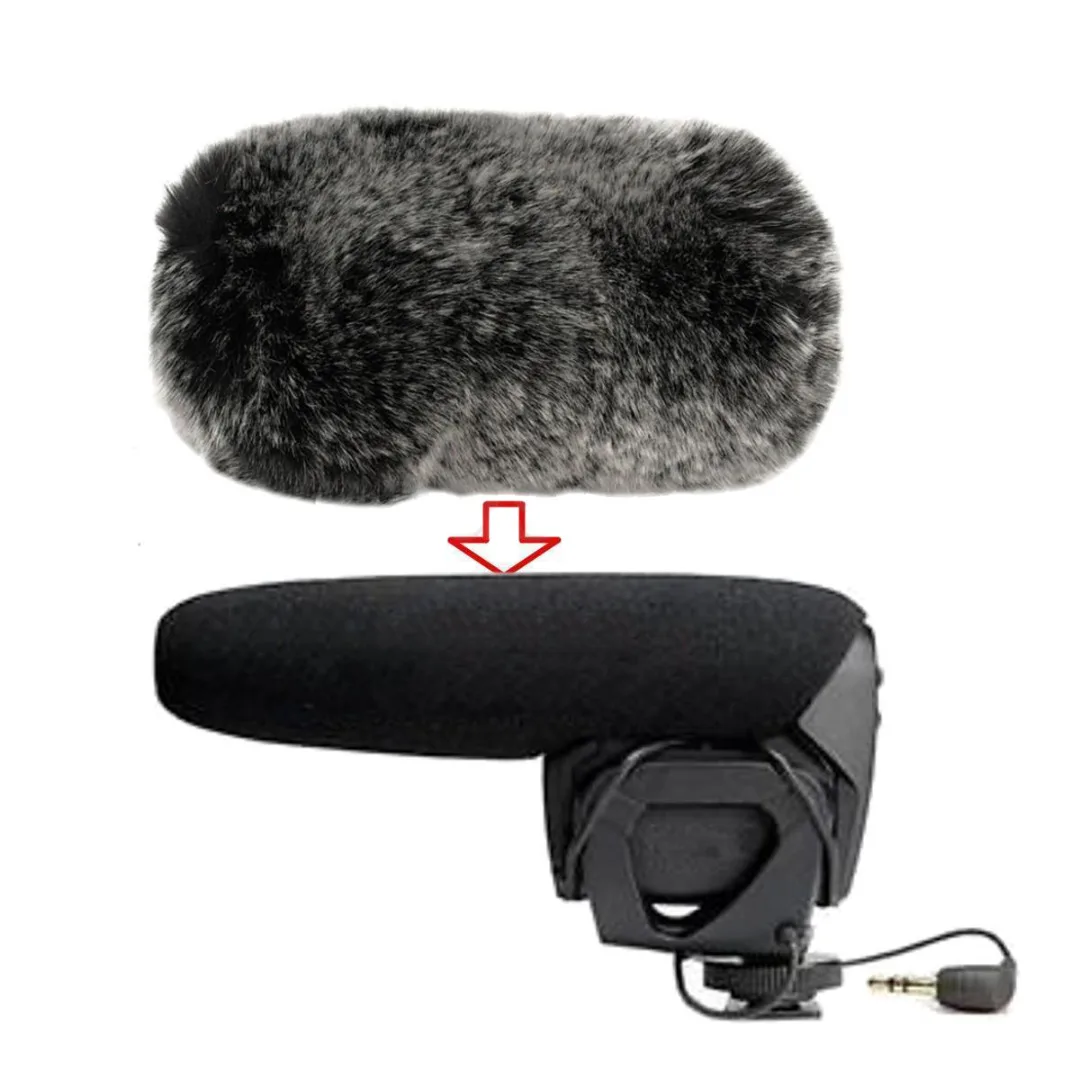 Mayitr 1pc Outdoor Furry Microphone Windshield Grey Black 17cm Mic Windscreen Wind Cover Muff Fit For Rode VideoMic PRO