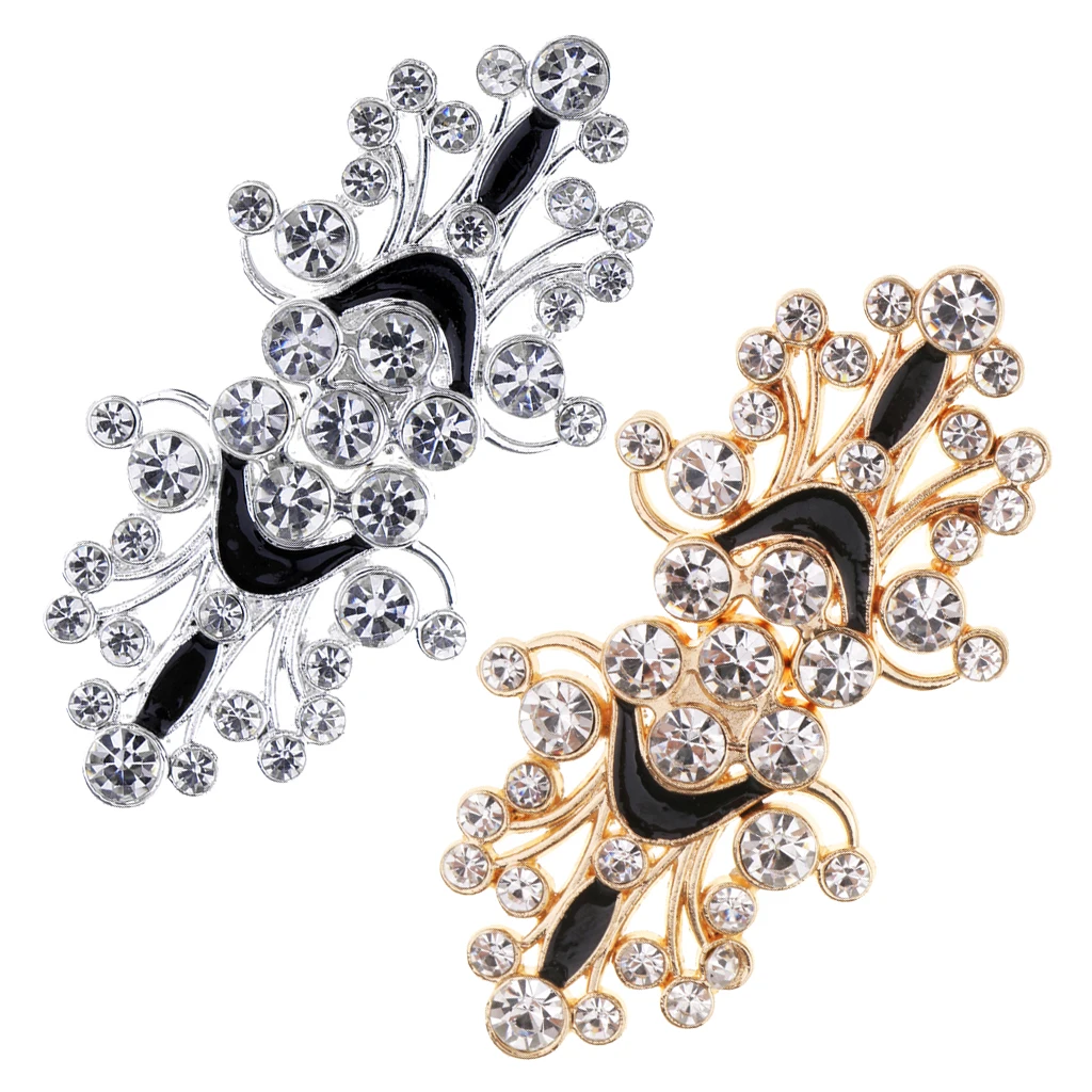 fityle 1 Pair Crafts Closure Clasps Button Flower Crystal Metal Hook Eyes Clasp Garment Fastener Sewing Supplies
