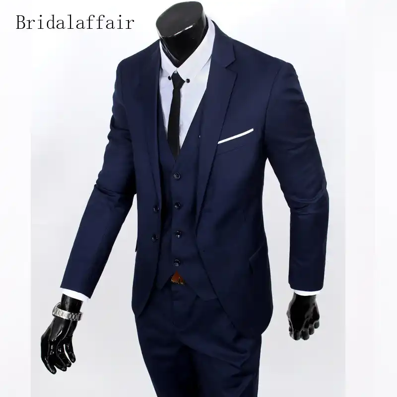 Bridalaffair Chaqueta Pantalones Chaleco Trajes De Boda De Graduacion Azul Marino Para Hombres Traje Formal Conjunto De Hombres Fiesta Novio Esmoquin Blazer 3 Piezas 2018 Aliexpress