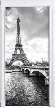 

HOT Wall Stickers Black White Pairs Eiffel Tower DIY Door Mural Bedroom Home Decor Poster PVC Waterproof Door Sticker 77x200cm