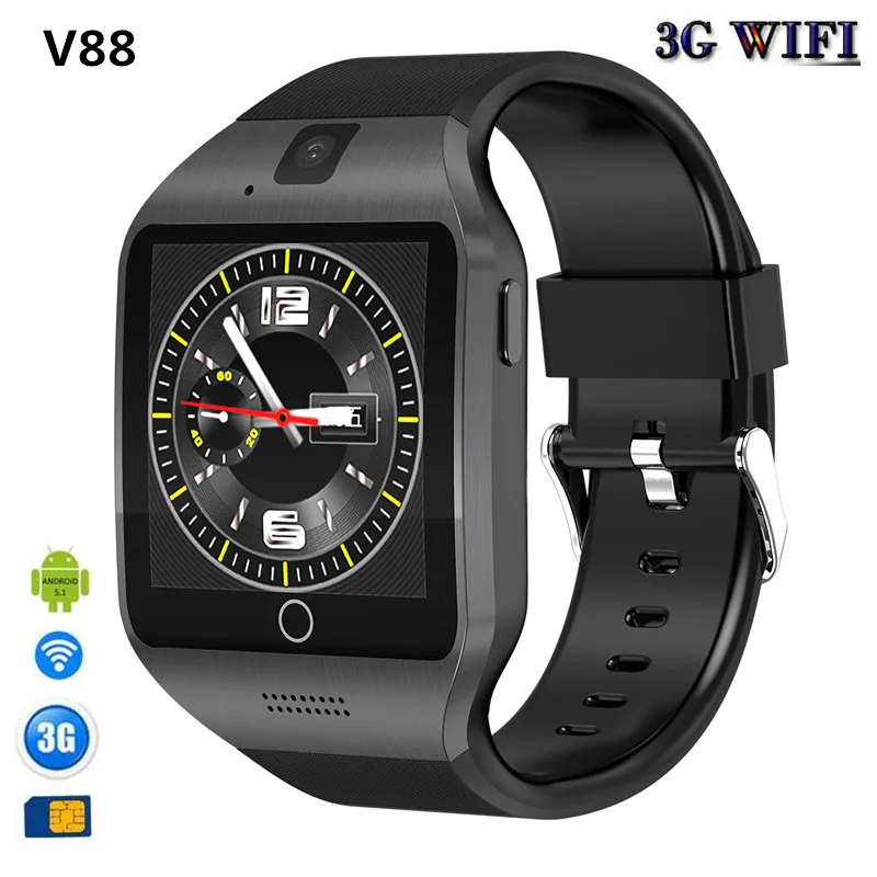 

V88 Android OS Smart Watch Phone Q18S With 500W camera Video Support WiFi 3G Sim Card Play Store Download APP Whatsapp Facebook