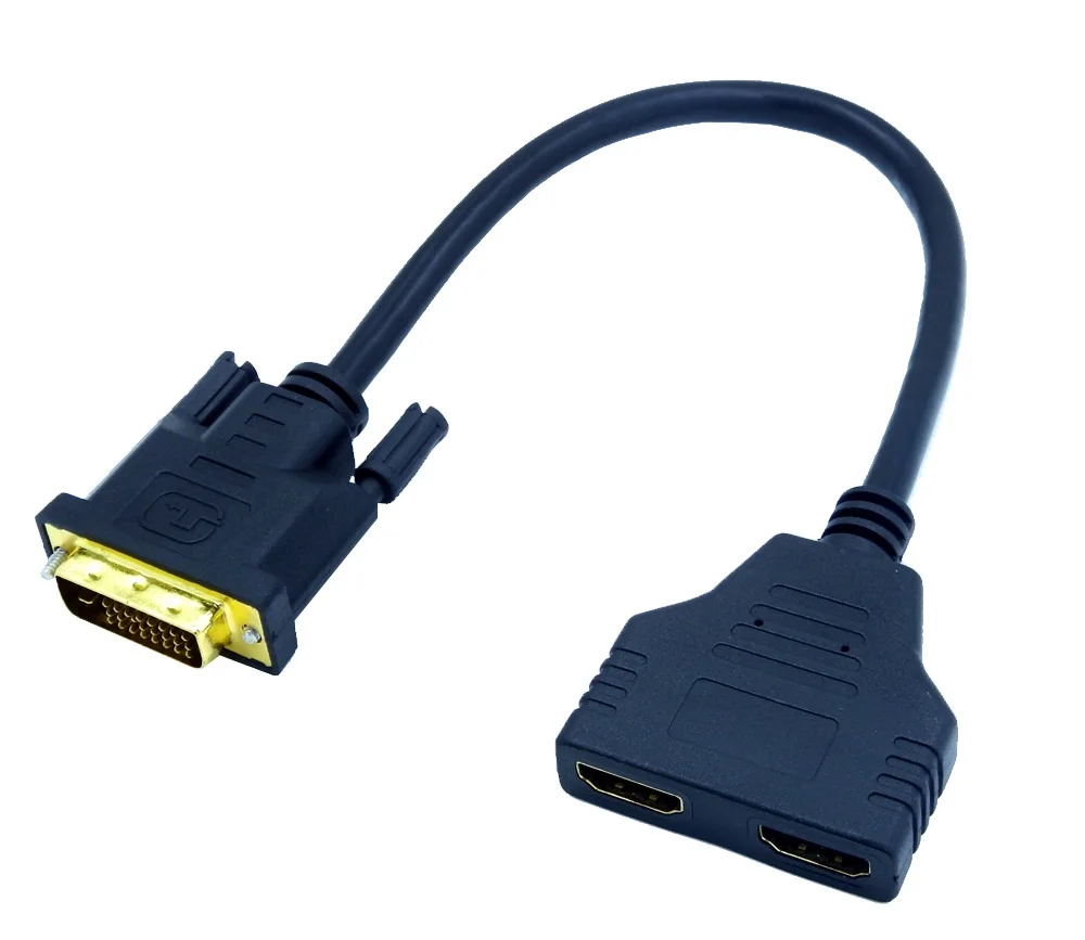 50 шт. позолоченный DVI в двойной hdmi 24+ 1 цифровой кабель женский y-сплиттер аудио-видео адаптер конвертер