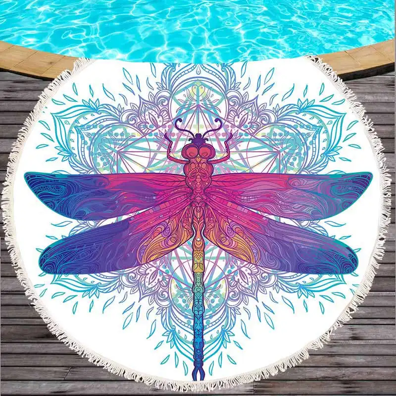 

Ath Towel Beach Thicking Round Indian Dark Purple Buddhism Printed Beach Towel Fabric Towel Tapestry Yoga Mat
