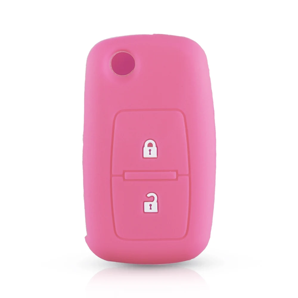 KEYYOU горячий силиконовый чехол для ключа автомобиля чехол для VW Golf Bora Jetta POLO Passat для Skoda Octavia A5 Fabia для сиденья Ibiza Leon - Название цвета: Розовый