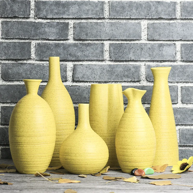 Керамические вазы, Современный домашний декор, ваза для цветов ручной работы для обеденного стола, офисные свадебные аксессуары для гостиной, керамическая ваза с наполнителем