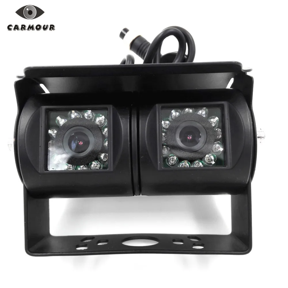 

CARMOUR 24V 820T Bus Truck Rearview Camera Reversing Backup CMOS Camera Waterproof Double Monitor Cam for Parking Assistance