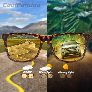 

Brand Square Photochromic Sunglasses Polarized Men Day&Night Vision Women Safety Driving Glasses Discoloration Oculos de sol