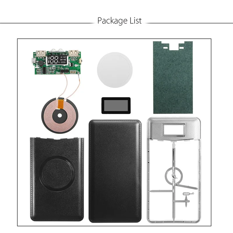 QI power Bank чехол, только сделай сам, алюминиевая Беспроводная зарядка, зарядное устройство для 3 мобильных телефонов, ЖК-дисплей, источник питания, внешняя батарея