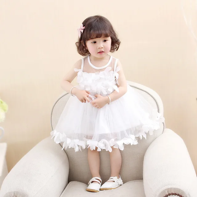 Платье для маленьких девочек Новая летняя детская одежда кружевное платье с цветочным рисунком для маленьких девочек платье принцессы на день рождения - Цвет: D08-White
