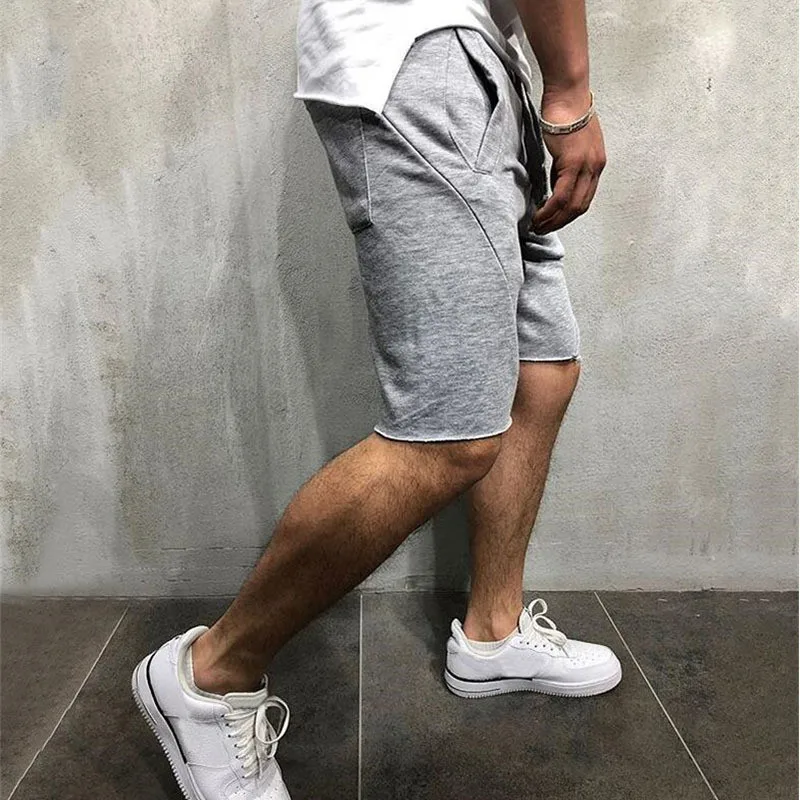 YEMEKEMen, летние хлопковые шорты свободного кроя, мужские спортивные штаны для фитнеса, до колен, спортивные штаны, Мужские штаны для бега, тренировки, брендовые короткие штаны - Цвет: light gray