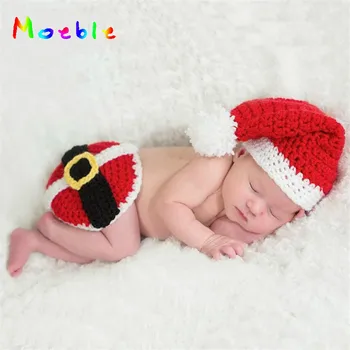 

Crochet Baby Unisex Christmas Hat And Butt Cover Set Knitted Newborn Babies Christmas Costume Photography Props Reb Color