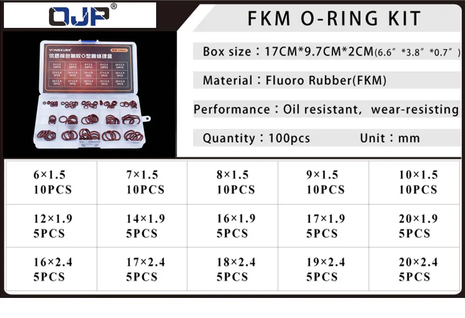 Фторкаучуковое кольцо FKM уплотнительное кольцо шайба резиновое кольцо набор Ассортимент Комплект Коробка кольцо